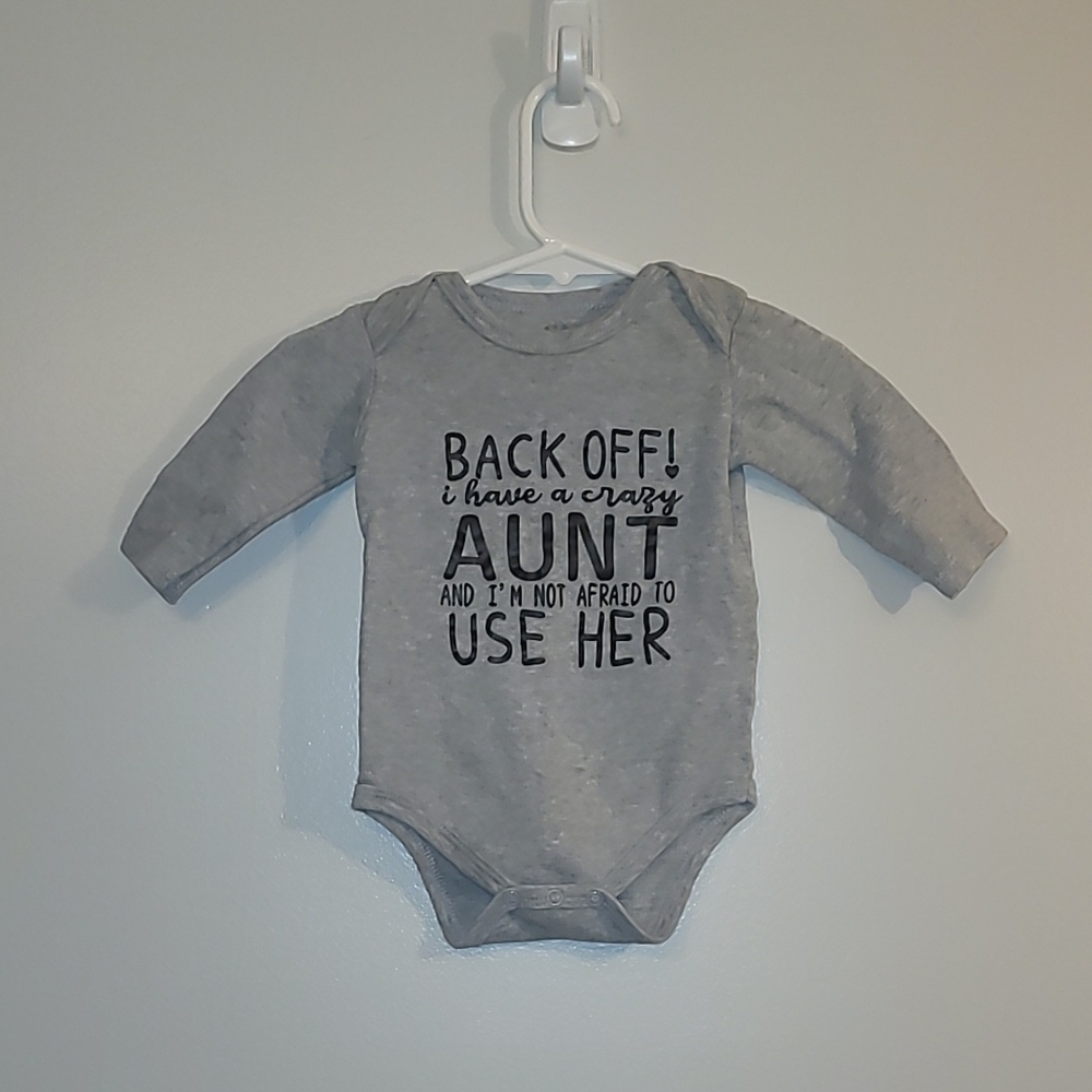 Gray Long Sleeved Bodysuit with Funny Text LOT H